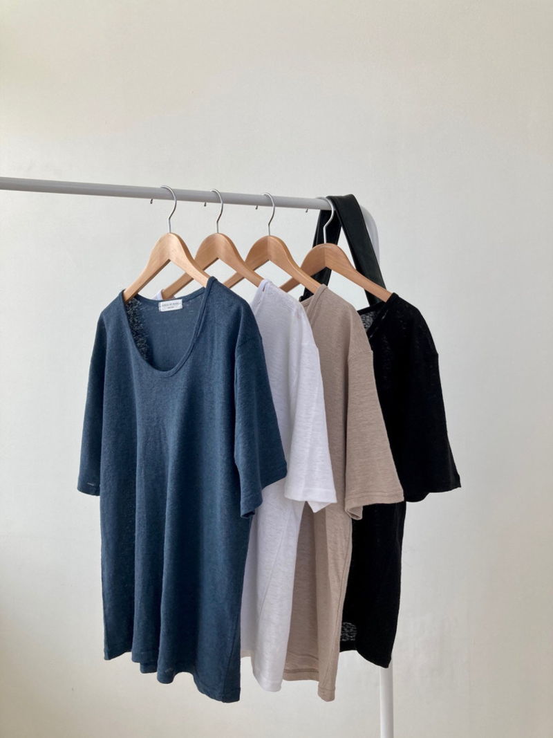 COCO J - Korean Women Fashion - #Kfashion - Groove Slit Linen Tee