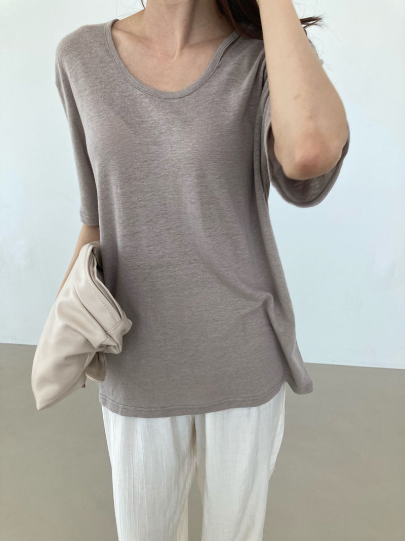COCO J - Korean Women Fashion - #Kfashion - Groove Slit Linen Tee - 3