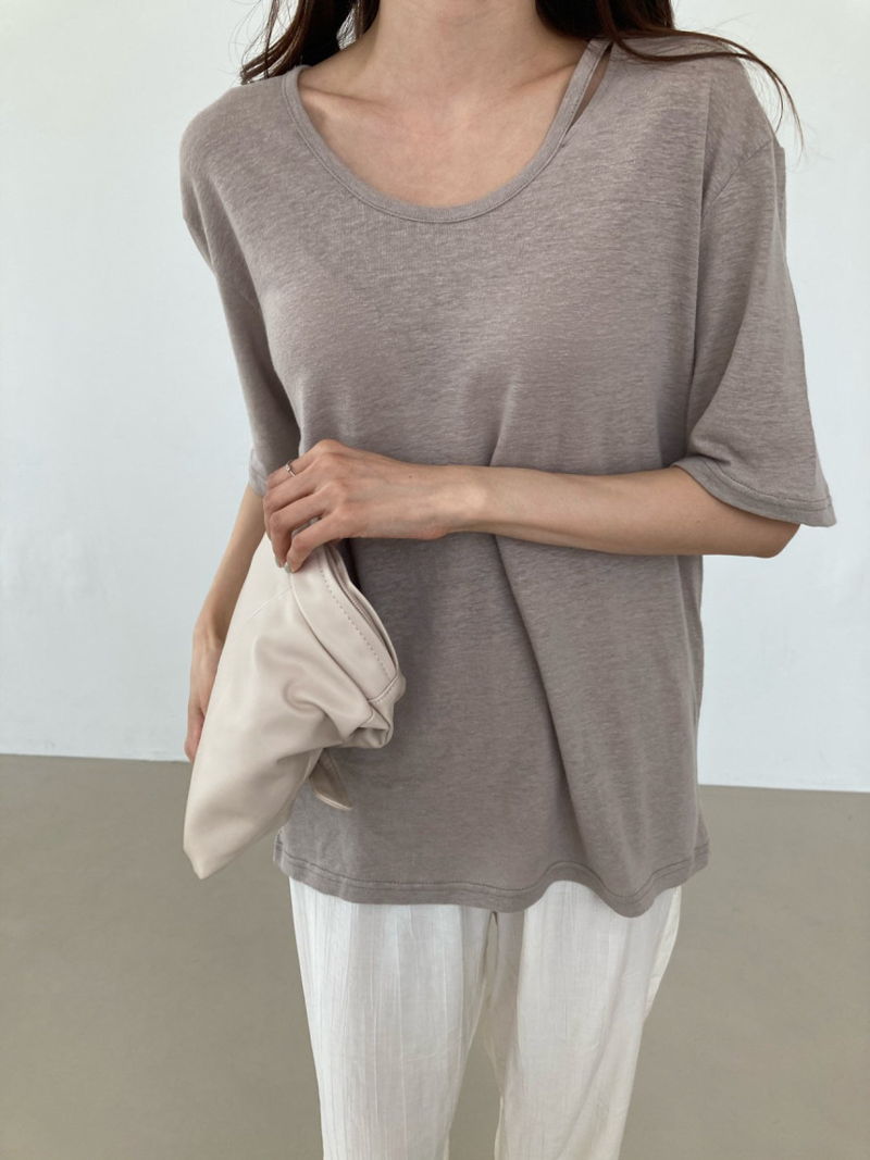 COCO J - Korean Women Fashion - #Kfashion - Groove Slit Linen Tee - 6