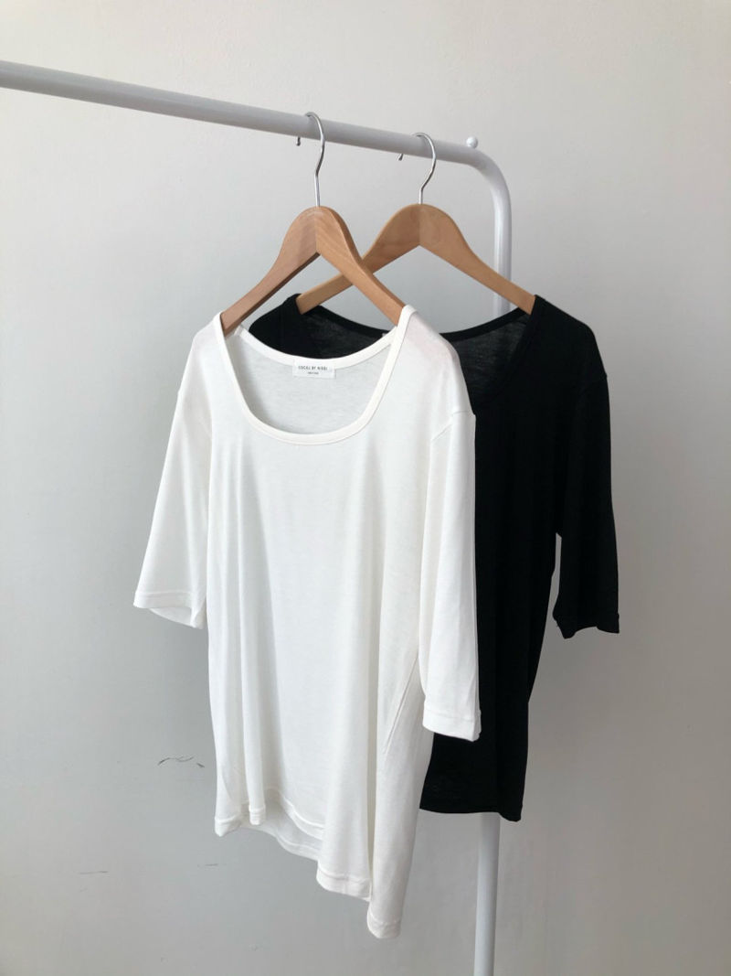 COCO J - Korean Women Fashion - #Kfashion - Seer Square Tee
