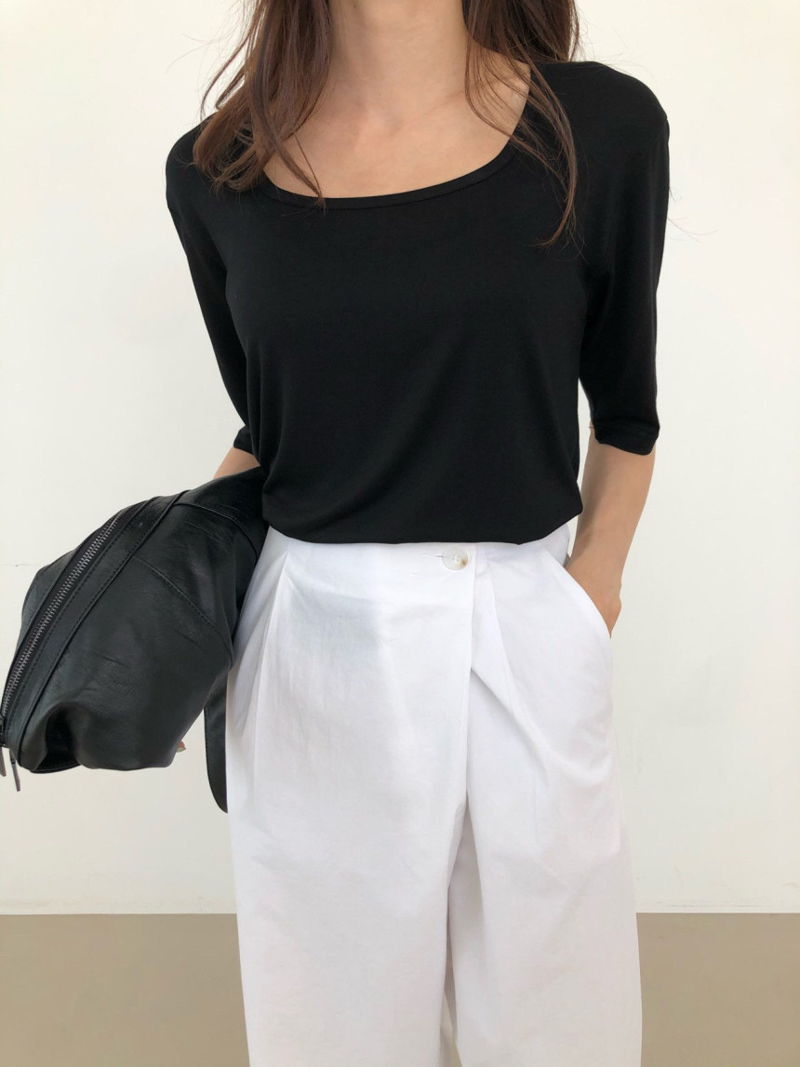 COCO J - Korean Women Fashion - #Kfashion - Seer Square Tee - 2