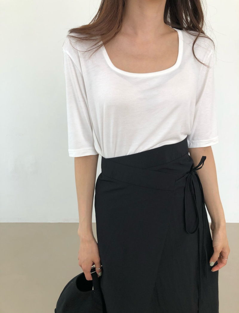 COCO J - Korean Women Fashion - #Kfashion - Seer Square Tee - 3