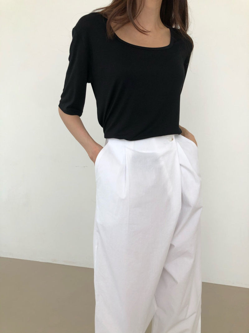 COCO J - Korean Women Fashion - #Kfashion - Seer Square Tee - 4