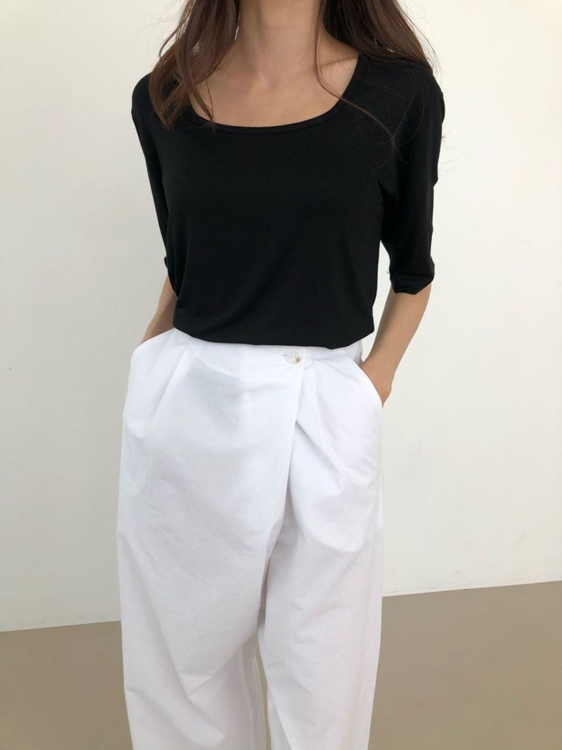 COCO J - Korean Women Fashion - #Kfashion - Seer Square Tee - 5