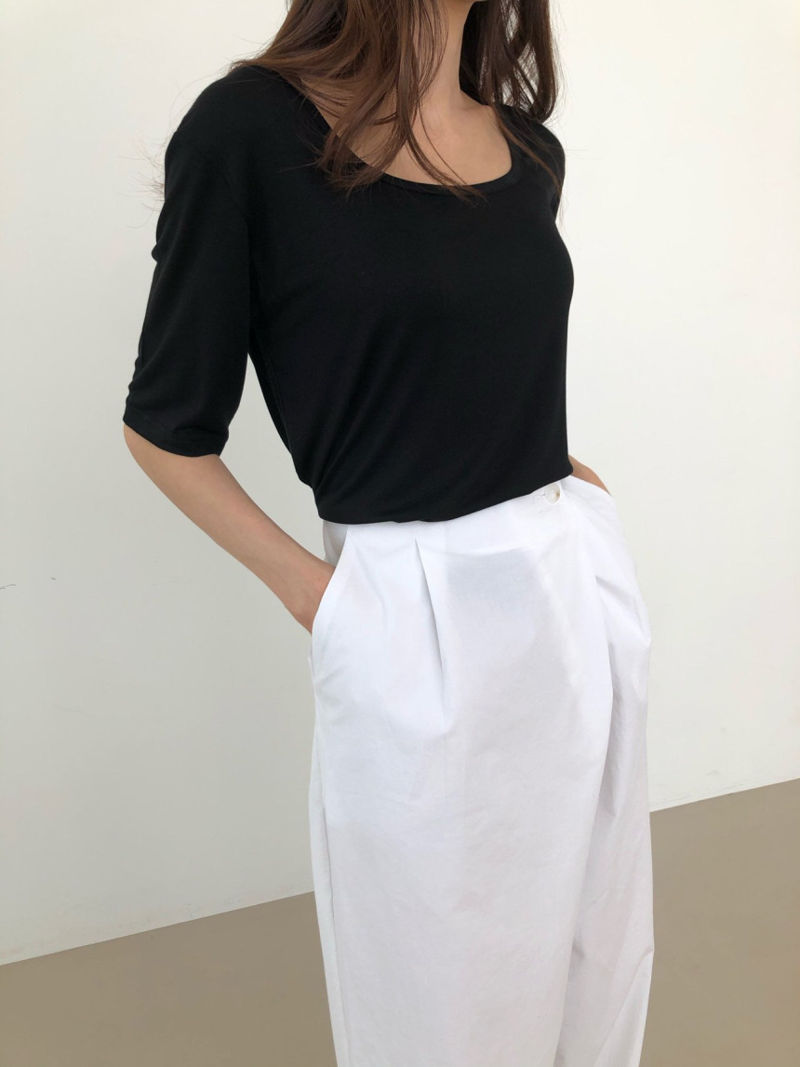 COCO J - Korean Women Fashion - #Kfashion - Seer Square Tee - 6