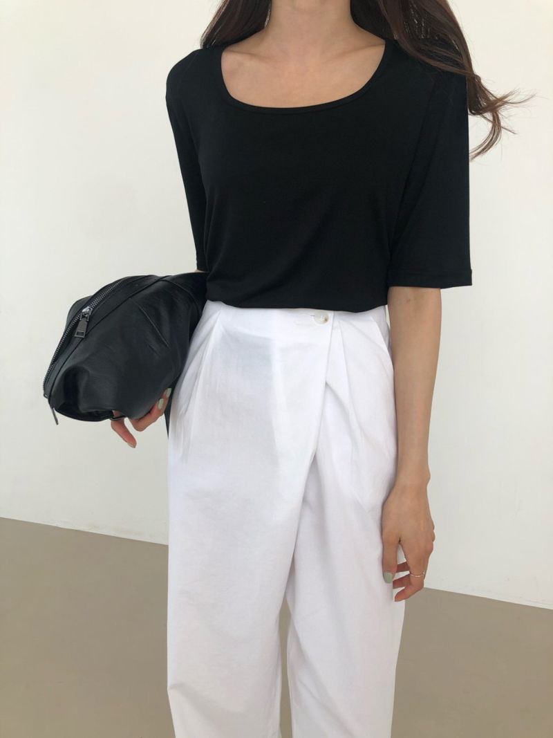 COCO J - Korean Women Fashion - #Kfashion - Seer Square Tee - 7