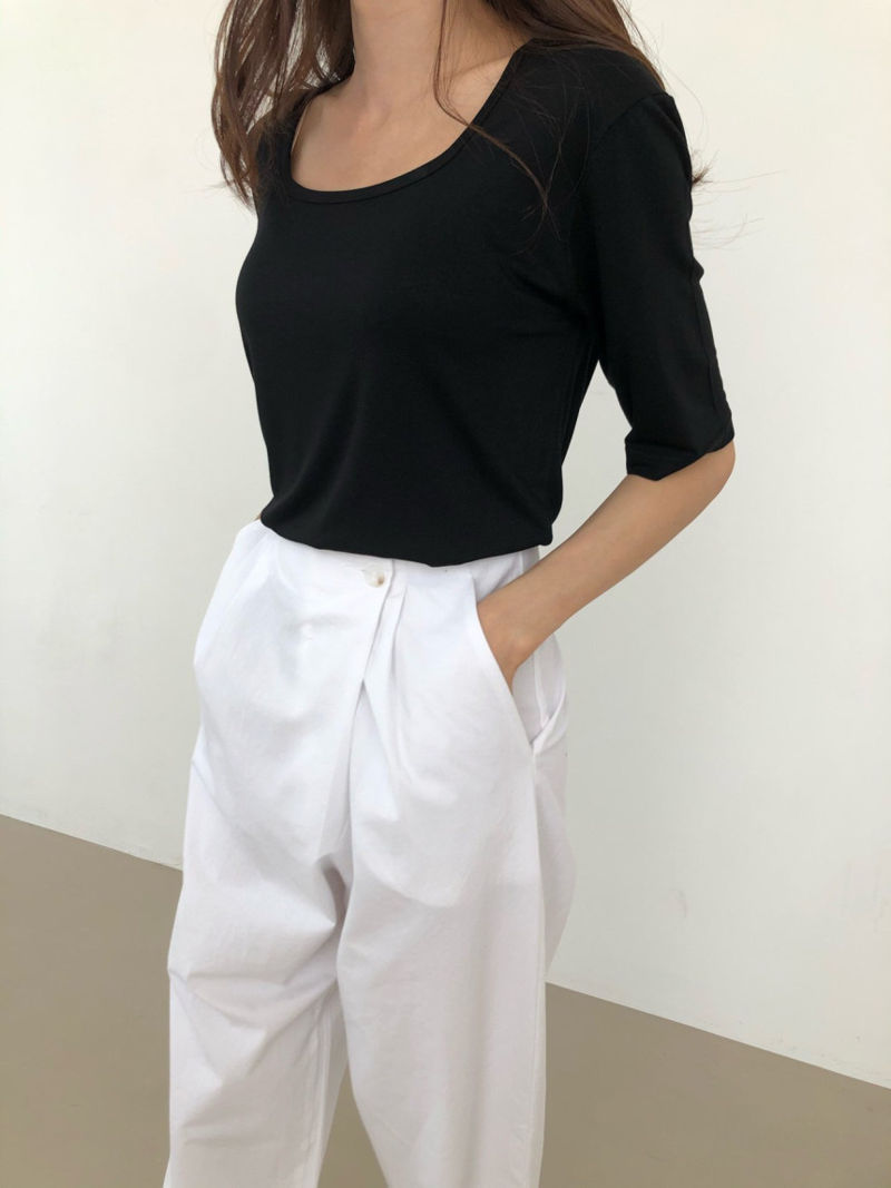 COCO J - Korean Women Fashion - #Kfashion - Seer Square Tee - 9