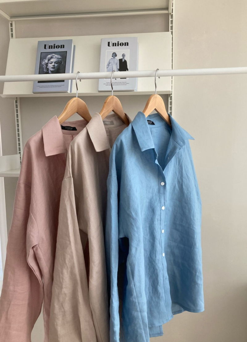 COCO J - Korean Women Fashion - #Kfashion - Moa Linen Back Slit Shirt