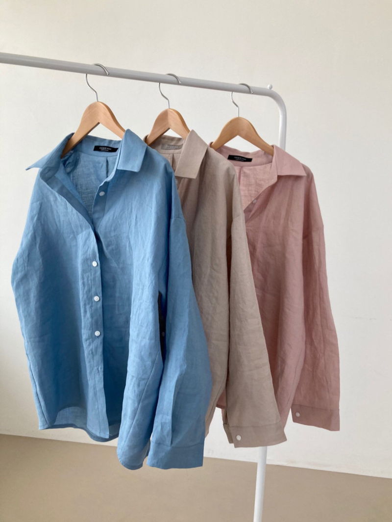 COCO J - Korean Women Fashion - #Kfashion - Moa Linen Back Slit Shirt - 8