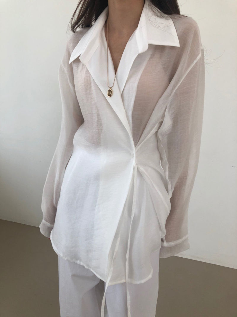 COCO J - Korean Women Fashion - #Kfashion - Sling Wrap Shirt - 10