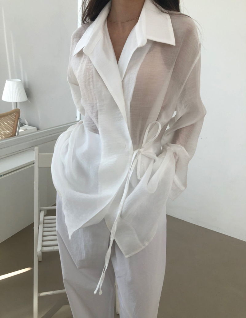 COCO J - Korean Women Fashion - #Kfashion - Sling Wrap Shirt - 2
