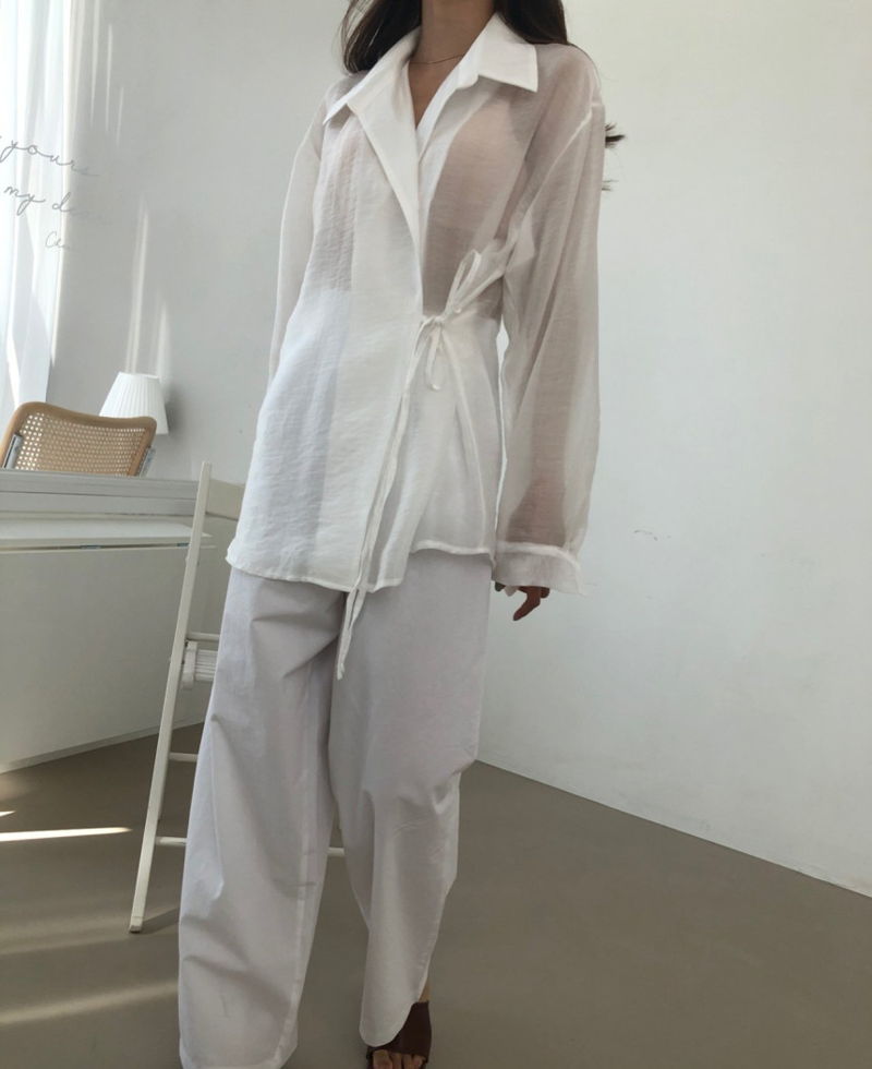 COCO J - Korean Women Fashion - #Kfashion - Sling Wrap Shirt - 6