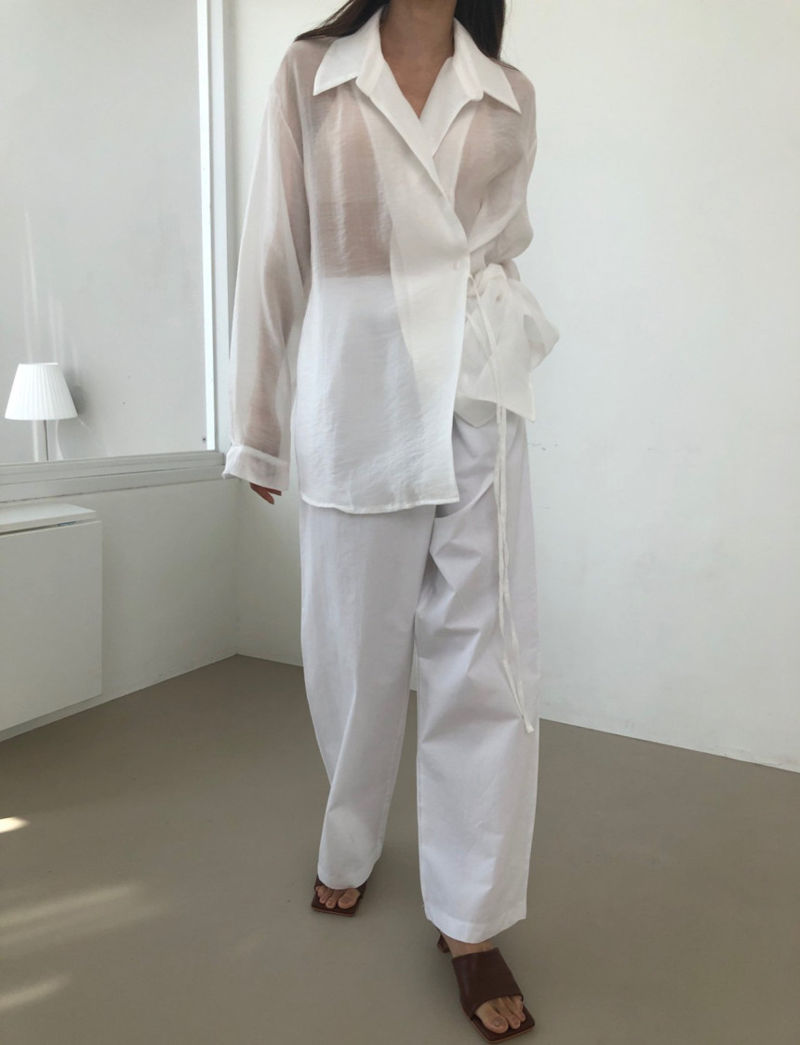 COCO J - Korean Women Fashion - #Kfashion - Sling Wrap Shirt - 7