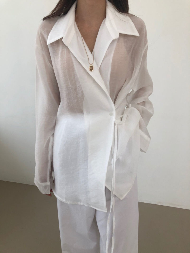 COCO J - Korean Women Fashion - #Kfashion - Sling Wrap Shirt - 8