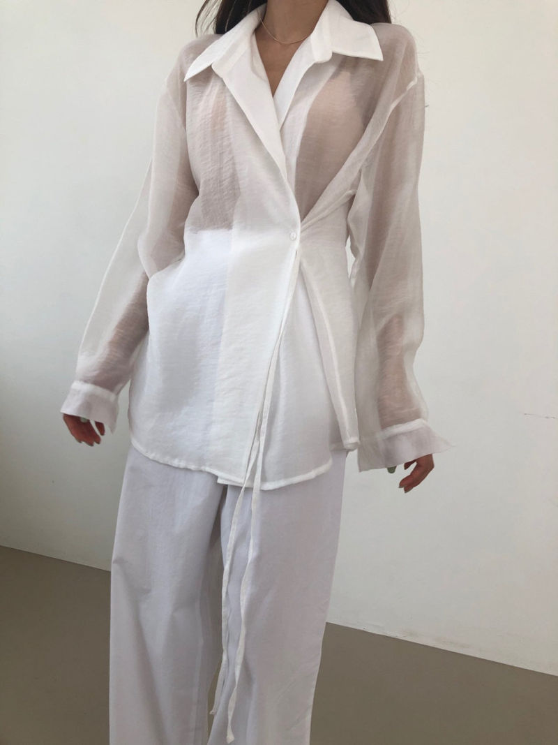 COCO J - Korean Women Fashion - #Kfashion - Sling Wrap Shirt - 9