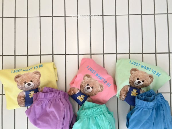 CONCOCTER - Korean Children Fashion - #Kfashion4kids - Bear Short Sleeves Top Bottom Set