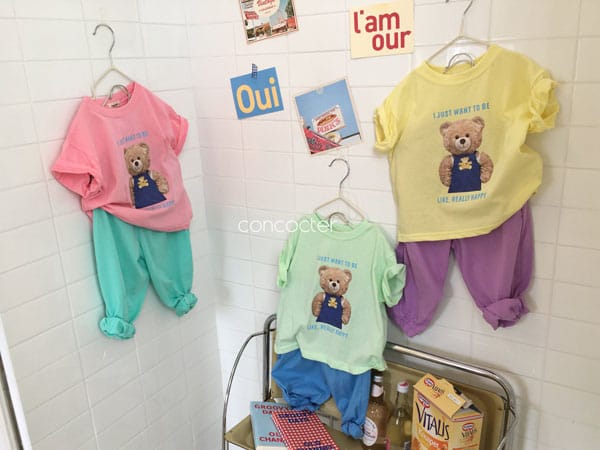 CONCOCTER - Korean Children Fashion - #Kfashion4kids - Bear Short Sleeves Top Bottom Set - 4