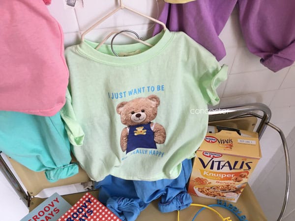 CONCOCTER - Korean Children Fashion - #Kfashion4kids - Bear Short Sleeves Top Bottom Set - 6