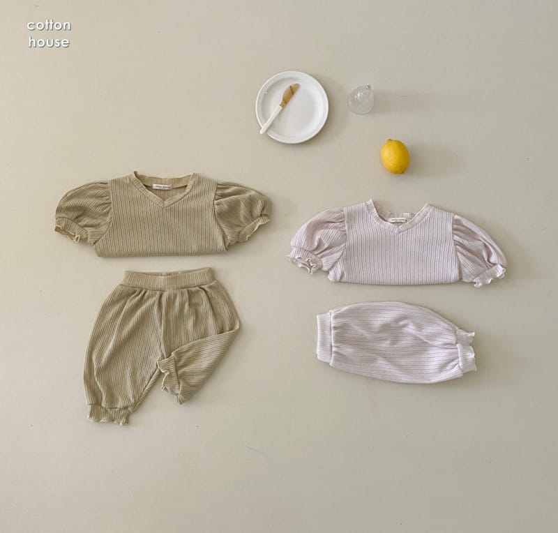 COTTON HOUSE - Korean Children Fashion - #Kfashion4kids - Rip Capri Top Bottom Set - 11