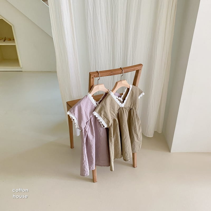 COTTON HOUSE - Korean Children Fashion - #Kfashion4kids - Linen V Neck One-piece - 10