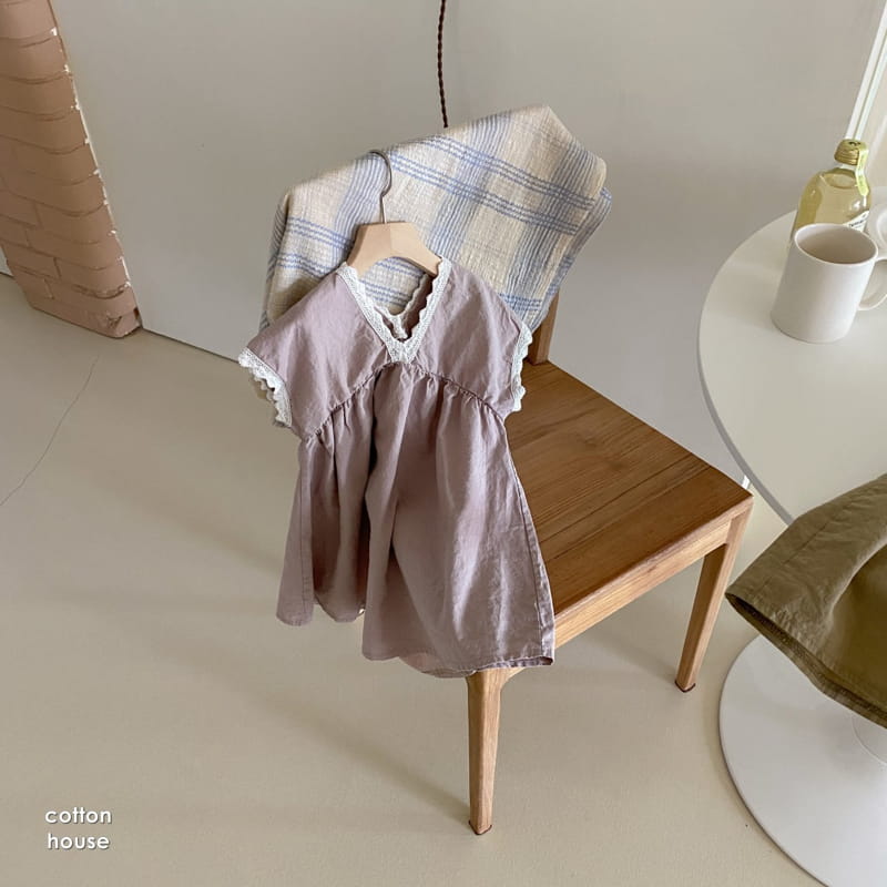 COTTON HOUSE - Korean Children Fashion - #Kfashion4kids - Linen V Neck One-piece - 11