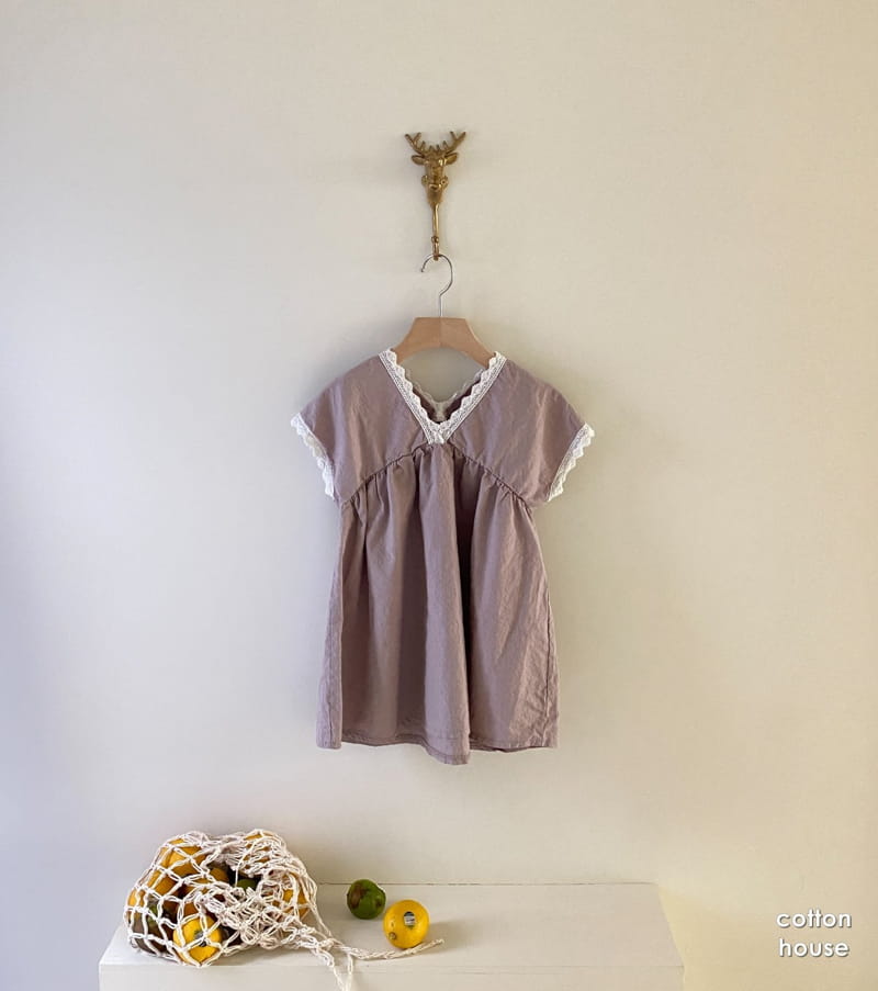 COTTON HOUSE - Korean Children Fashion - #Kfashion4kids - Linen V Neck One-piece - 12