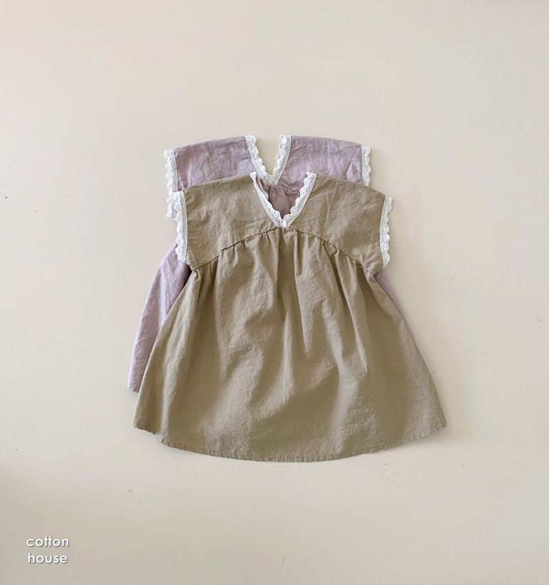 COTTON HOUSE - Korean Children Fashion - #Kfashion4kids - Linen V Neck One-piece - 4