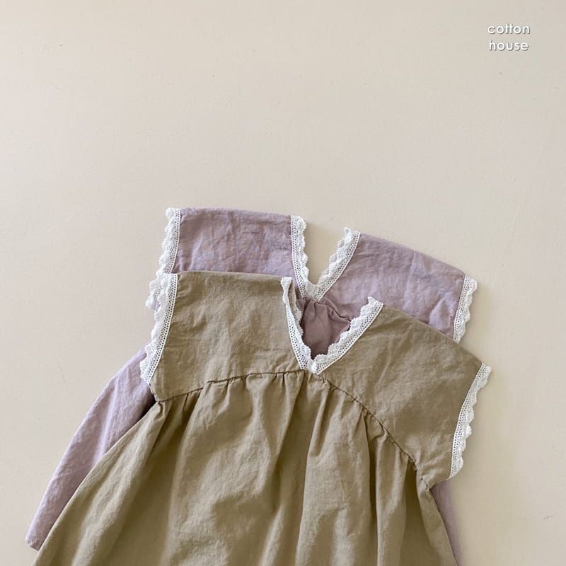 COTTON HOUSE - Korean Children Fashion - #Kfashion4kids - Linen V Neck One-piece - 5