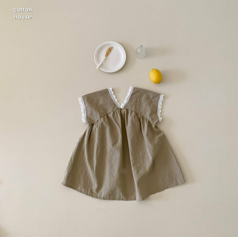 COTTON HOUSE - Korean Children Fashion - #Kfashion4kids - Linen V Neck One-piece - 7