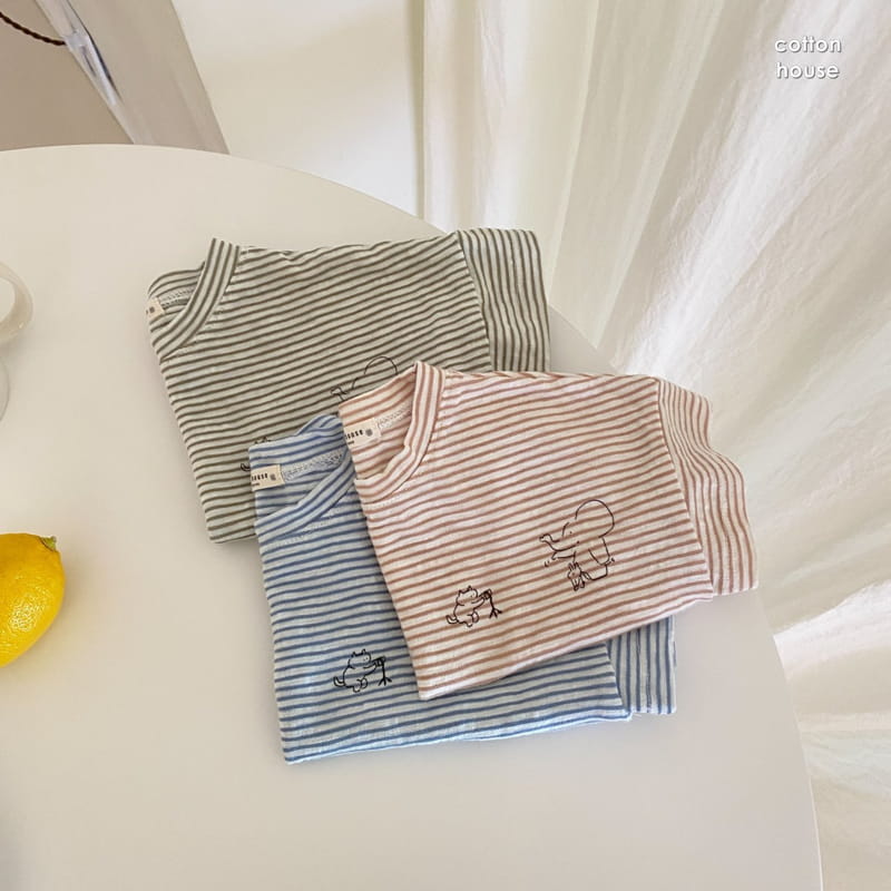 COTTON HOUSE - Korean Children Fashion - #Kfashion4kids - Elephant Stripes Tee