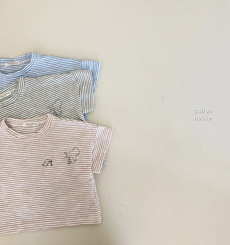 COTTON HOUSE - Korean Children Fashion - #Kfashion4kids - Elephant Stripes Tee - 2