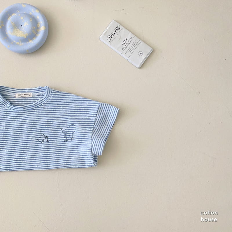 COTTON HOUSE - Korean Children Fashion - #Kfashion4kids - Elephant Stripes Tee - 6