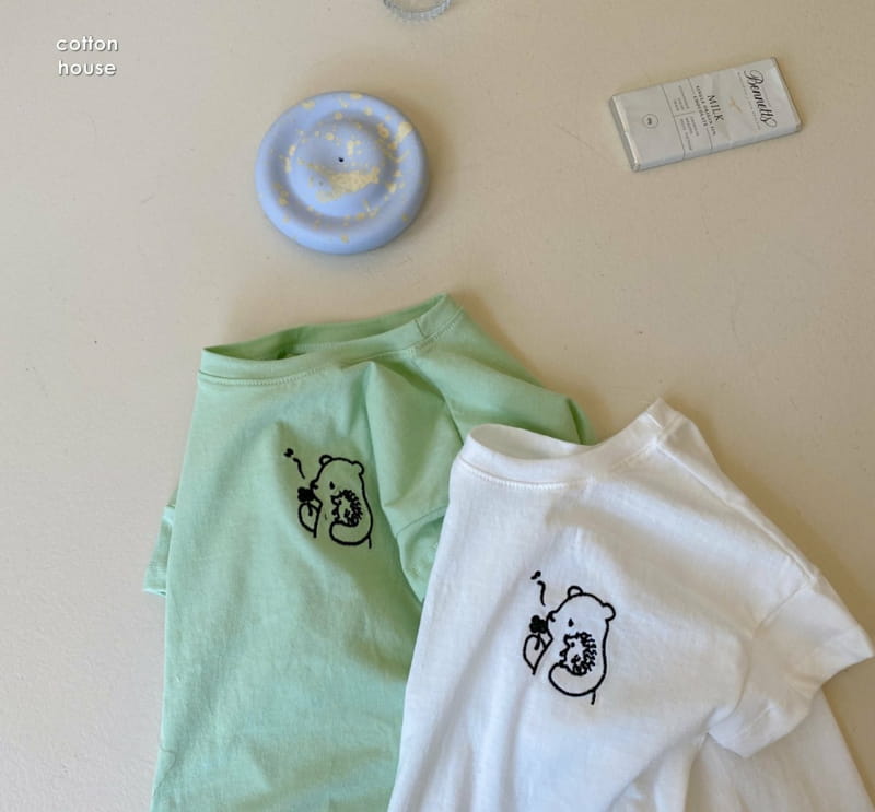 COTTON HOUSE - Korean Children Fashion - #Kfashion4kids - Bear Embroidery Tee - 10