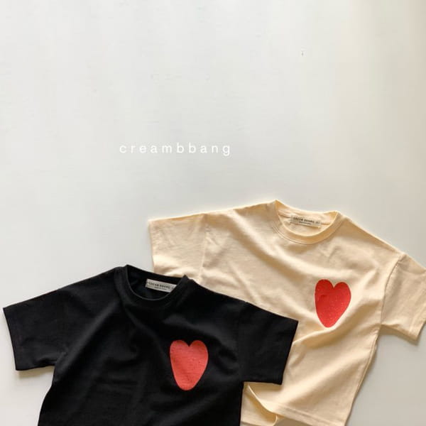 CREAM BBANG - Korean Children Fashion - #Kfashion4kids - Heart Short Sleeves Tee - 2