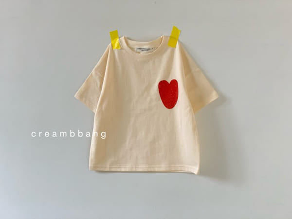 CREAM BBANG - Korean Children Fashion - #Kfashion4kids - Heart Short Sleeves Tee - 5