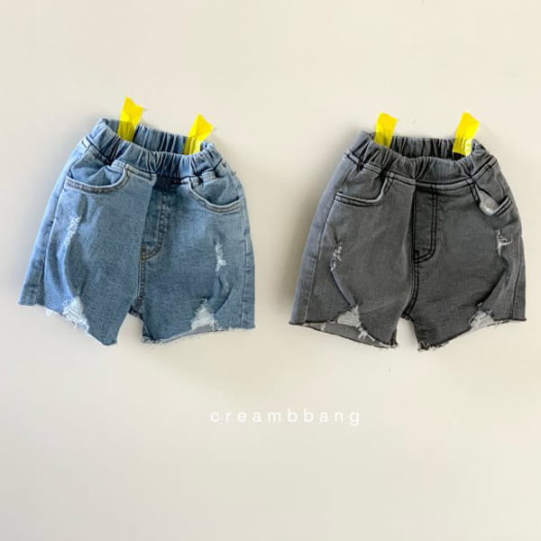 CREAM BBANG - Korean Children Fashion - #Kfashion4kids - Bottom Cutting Vintage Denim Shorts