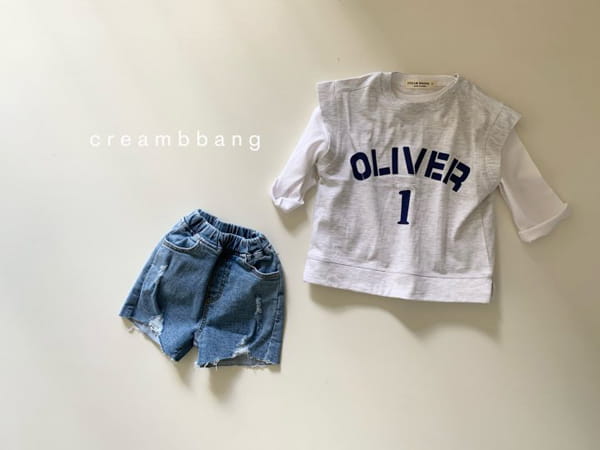 CREAM BBANG - Korean Children Fashion - #Kfashion4kids - Bottom Cutting Vintage Denim Shorts - 6