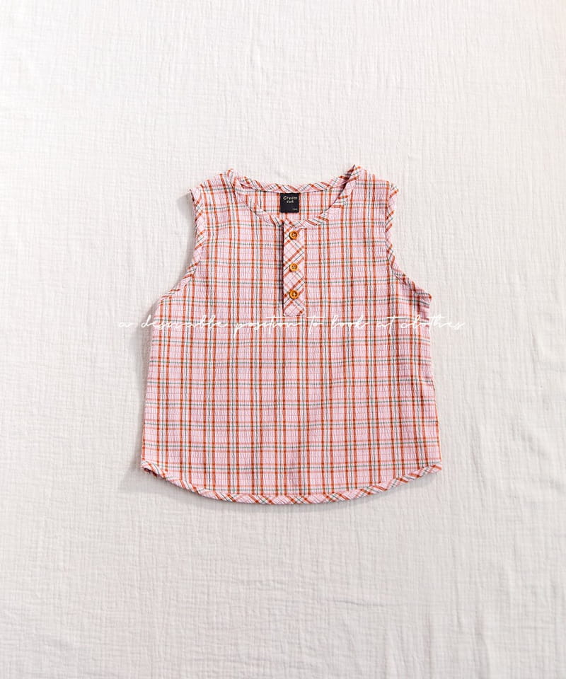 CREAMCOK - Korean Children Fashion - #Kfashion4kids - Refrigerator Check Sleeveless Top Bottom Set