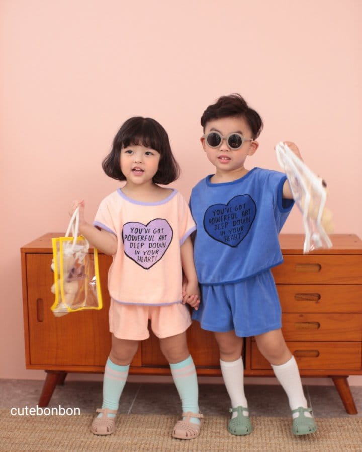 CUTEBONBON - Korean Children Fashion - #Kfashion4kids - Towel Heart Top Bottom Set - 11