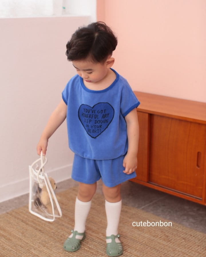 CUTEBONBON - Korean Children Fashion - #Kfashion4kids - Towel Heart Top Bottom Set - 2