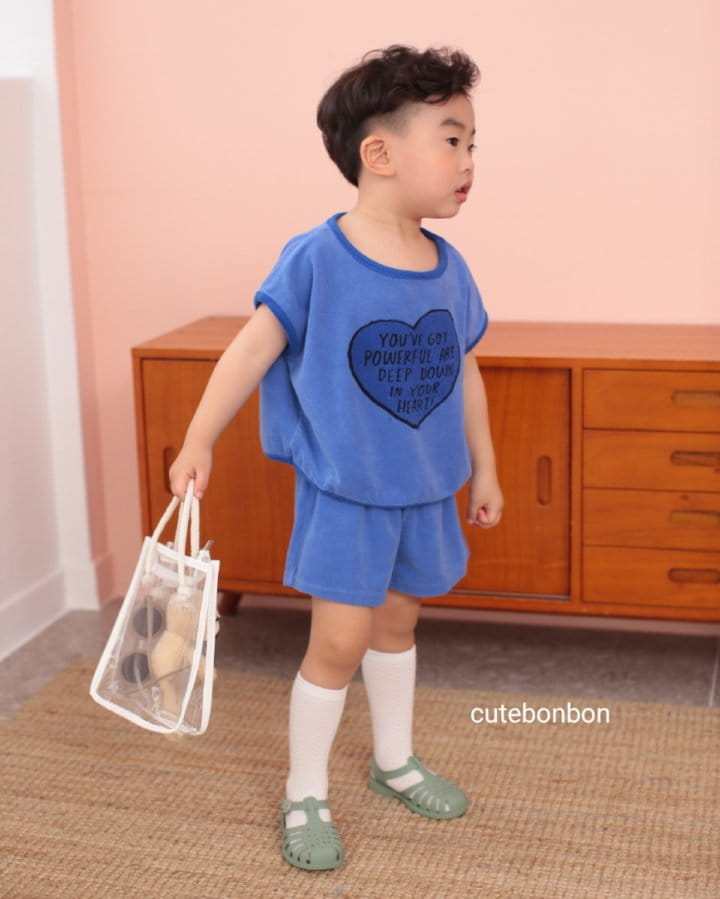 CUTEBONBON - Korean Children Fashion - #Kfashion4kids - Towel Heart Top Bottom Set - 3
