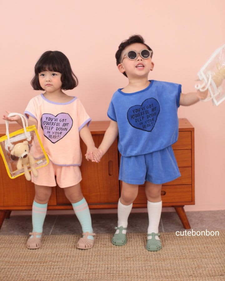CUTEBONBON - Korean Children Fashion - #Kfashion4kids - Towel Heart Top Bottom Set - 5