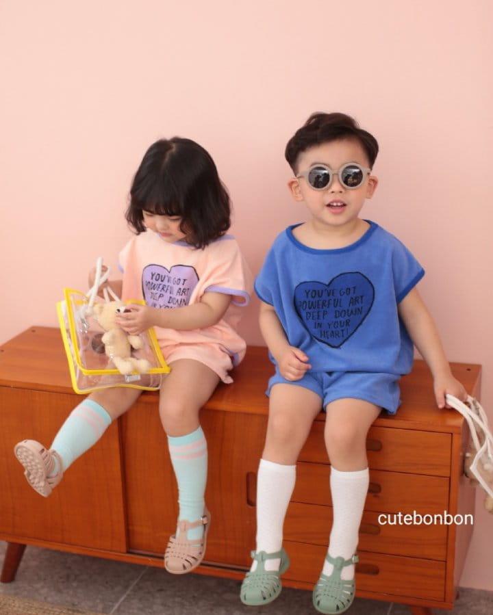 CUTEBONBON - Korean Children Fashion - #Kfashion4kids - Towel Heart Top Bottom Set - 6