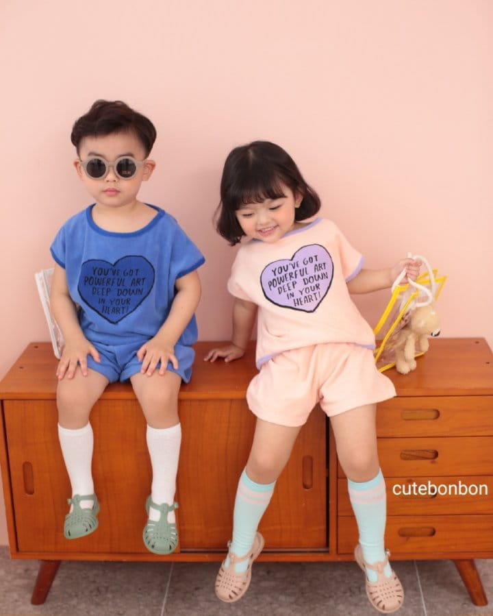 CUTEBONBON - Korean Children Fashion - #Kfashion4kids - Towel Heart Top Bottom Set - 7