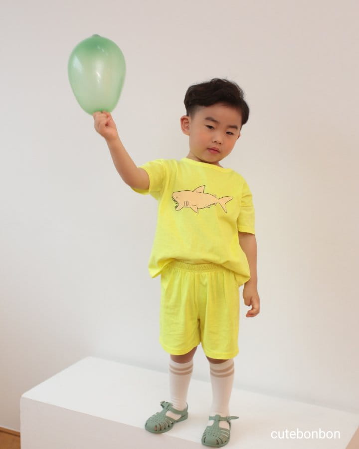 CUTEBONBON - Korean Children Fashion - #Kfashion4kids - Shark Neon Top Bottm Set - 12