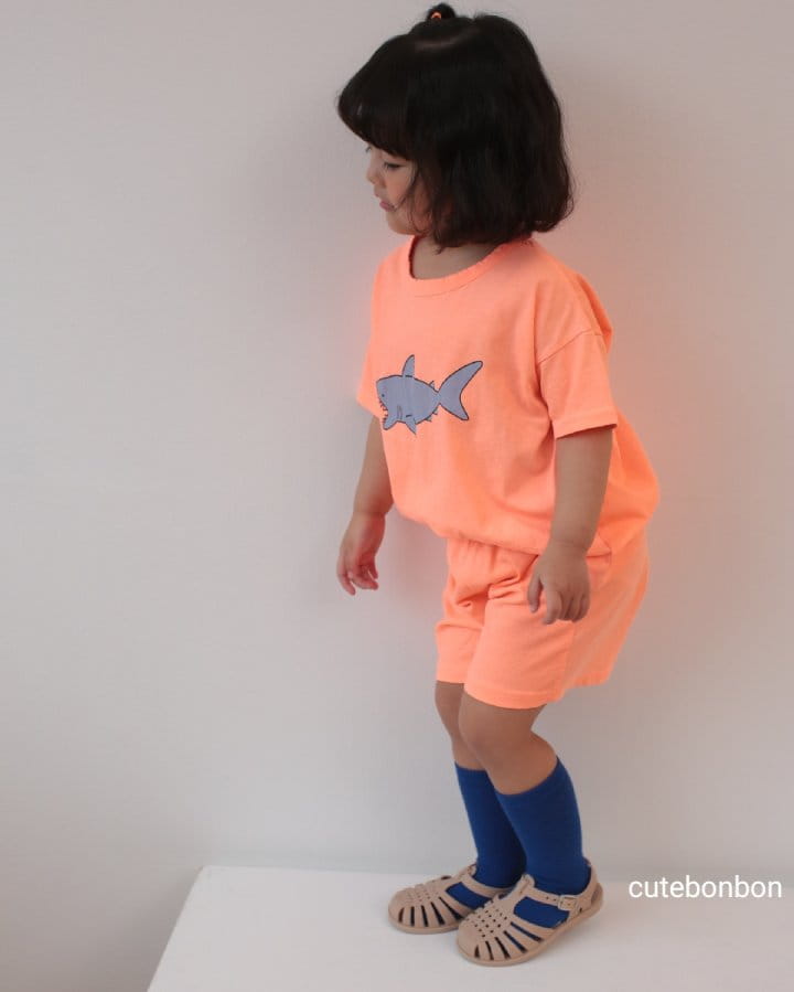 CUTEBONBON - Korean Children Fashion - #Kfashion4kids - Shark Neon Top Bottm Set - 3