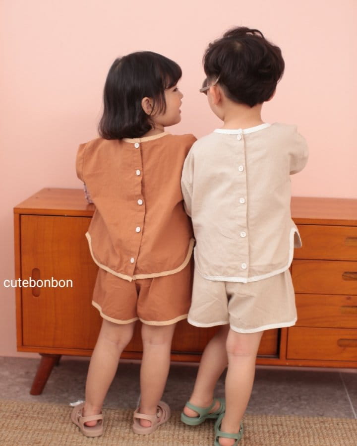 CUTEBONBON - Korean Children Fashion - #Kfashion4kids - Linen Rappa Top Bottom Set - 12
