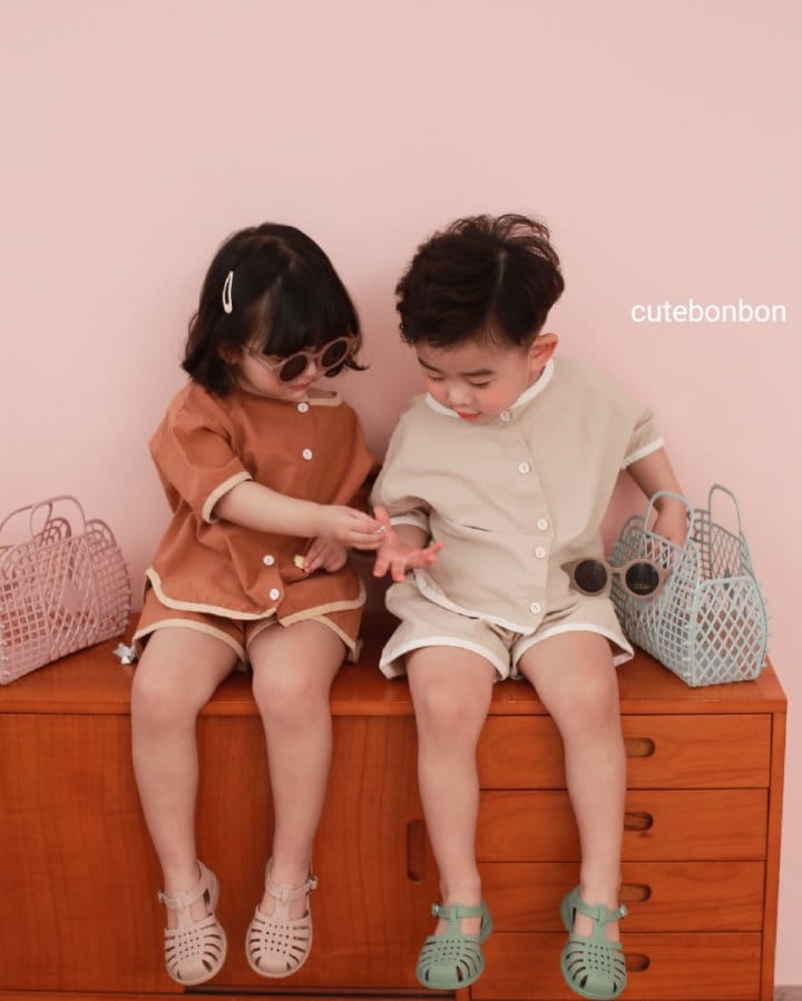 CUTEBONBON - Korean Children Fashion - #Kfashion4kids - Linen Rappa Top Bottom Set - 2