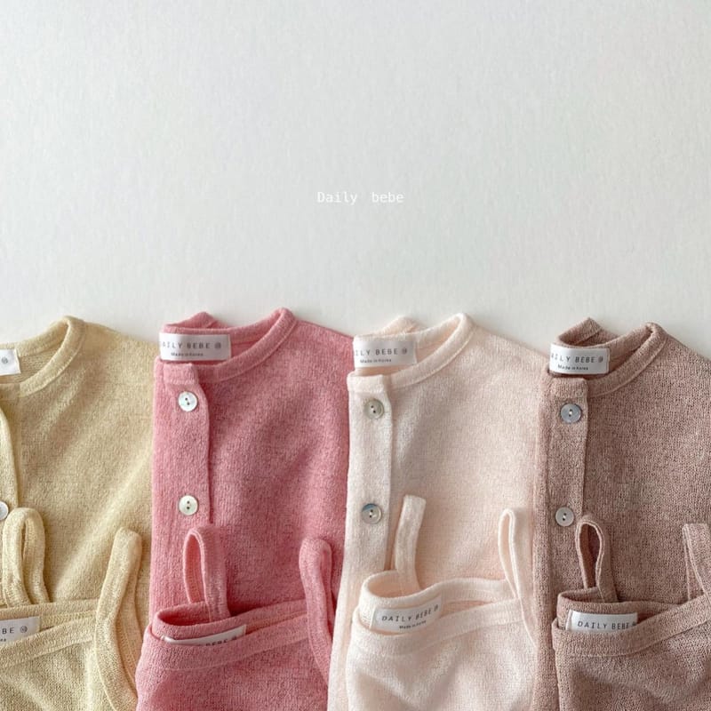 DAILY BEBE - Korean Children Fashion - #Kfashion4kids - Linen Cardigan Sleeveless Set