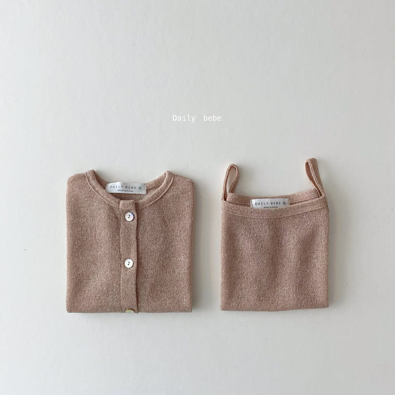 DAILY BEBE - Korean Children Fashion - #Kfashion4kids - Linen Cardigan Sleeveless Set - 6